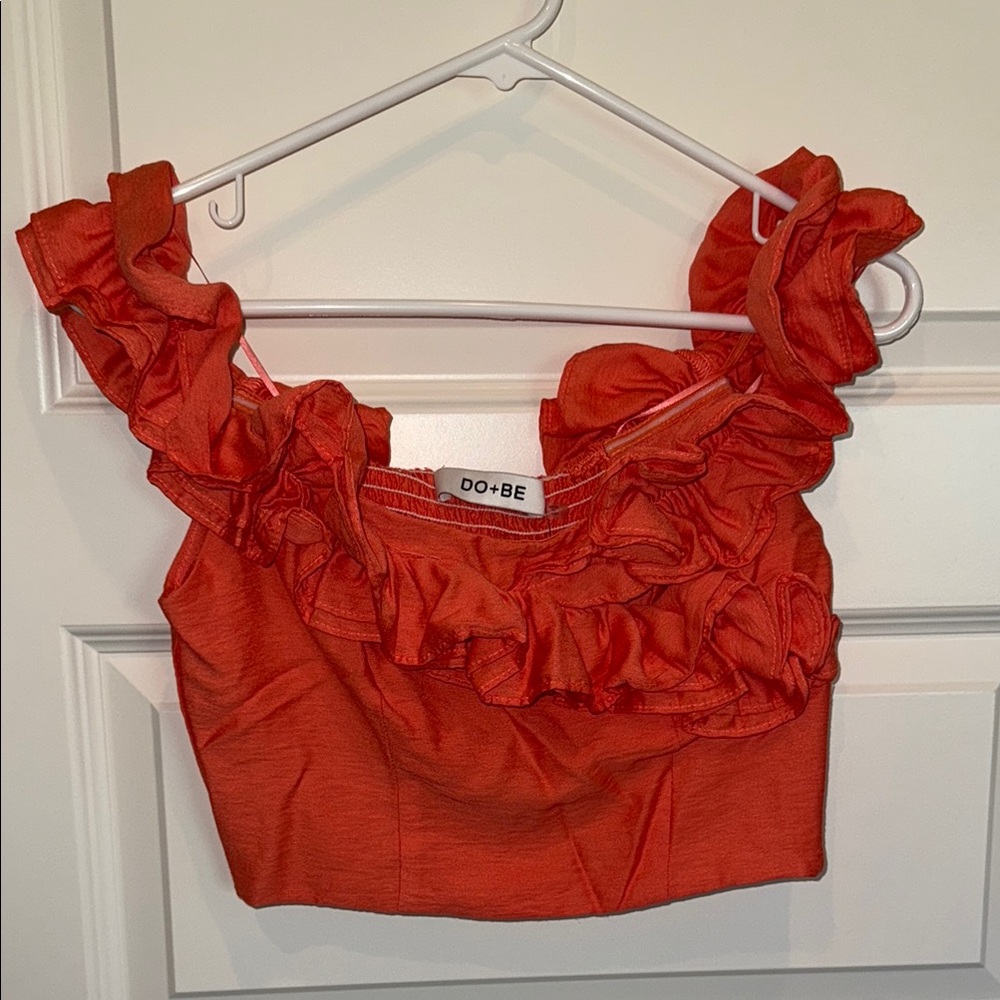 DO+BE Ruffled Orange Crop Blouse